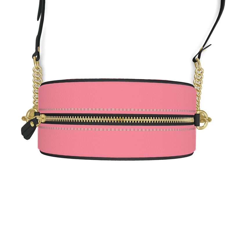 Cercle Complet — Sac Boîte Rosé Poudré - LimitedTimez® Paris — Capsule d’art Round Box Bag Contrado Bandoulière en cuir amovible