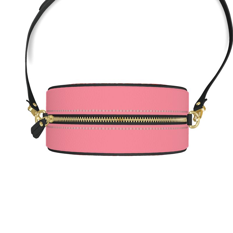 Cercle Complet — Sac Boîte Rosé Poudré - LimitedTimez® Paris — Capsule d’art Round Box Bag Contrado Bandoulière en cuir amovible