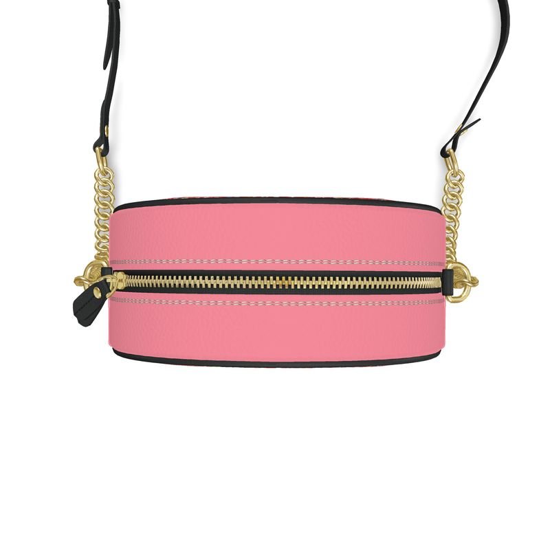 Cercle Complet — Sac Boîte Rosé Poudré - LimitedTimez® Paris — Capsule d’art Round Box Bag Contrado Bandoulière en cuir amovible