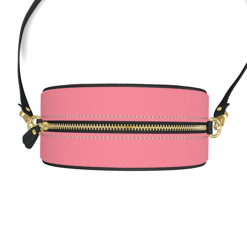 Cercle Complet — Sac Boîte Rosé Poudré - LimitedTimez® Paris — Capsule d’art Round Box Bag Contrado Bandoulière en cuir amovible