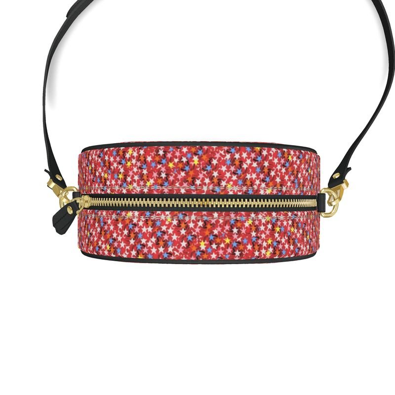Cercle d’Émotion — Sac Rond d’Art - LimitedTimez® Paris — Capsule d’art Round Box Bag Contrado Bandoulière en cuir amovible