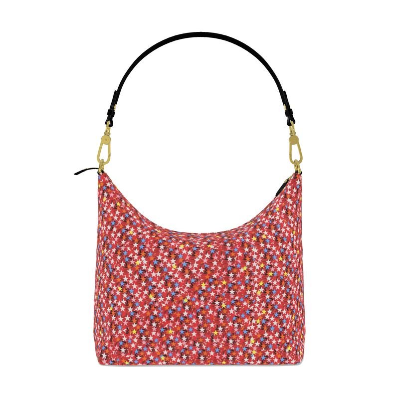 Sac d’Art — Roses sous les étoiles - LimitedTimez® Paris — Capsule d’art Square Hobo Bag Contrado Cuir Nappa Graine
